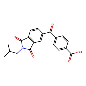 4-[(2-isobutyl-1,3-dioxo-2,3-dihydro-1H-isoindol-5-yl)carbonyl]benzoic acid structure