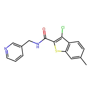 3-chloro-6-methyl-N-(pyridin-3-ylmethyl)-1-benzothiophene-2-carboxamide structure