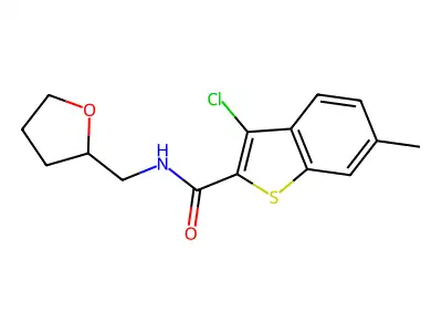 3-chloro-6-methyl-N-(tetrahydro-2-furanylmethyl)-1-benzothiophene-2-carboxamide structure