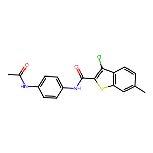 N-[4-(acetylamino)phenyl]-3-chloro-6-methyl-1-benzothiophene-2-carboxamide structure