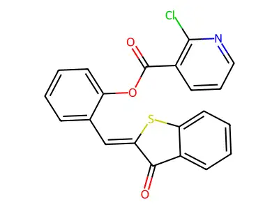 [2-[(Z)-(3-oxo-1-benzothiophen-2-ylidene)methyl]phenyl] 2-chloropyridine-3-carboxylate structure