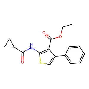 Ethyl 2-(cyclopropanecarbonylamino)-4-phenylthiophene-3-carboxylate structure