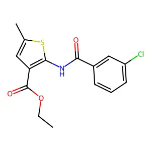 Ethyl 2-[(3-chlorobenzoyl)amino]-5-methylthiophene-3-carboxylate structure