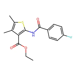 Ethyl 2-[(4-fluorobenzoyl)amino]-4,5-dimethylthiophene-3-carboxylate structure