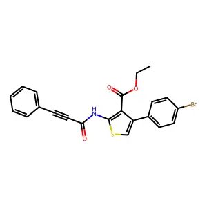Ethyl 4-(4-bromophenyl)-2-(3-phenylprop-2-ynoylamino)thiophene-3-carboxylate structure