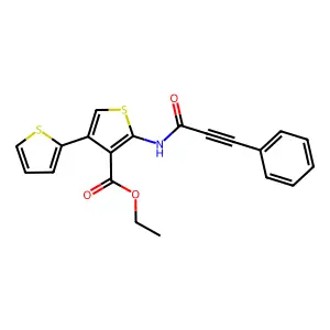 Ethyl 5'-(3-phenylpropiolamido)-[2,3'-bithiophene]-4'-carboxylate structure