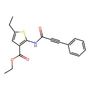 Ethyl 5-ethyl-2-(3-phenylpropiolamido)thiophene-3-carboxylate structure