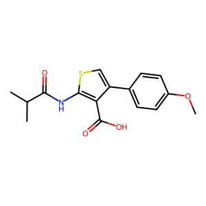 4-(4-Methoxyphenyl)-2-(2-methylpropanoylamino)thiophene-3-carboxylic acid structure