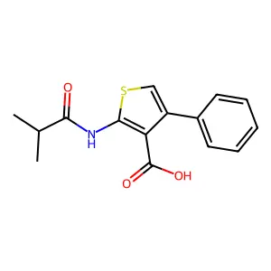 2-[(2-Methylpropanoyl)amino]-4-phenylthiophene-3-carboxylic acid structure