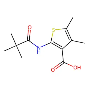 2-(2,2-Dimethylpropanamido)-4,5-dimethylthiophene-3-carboxylic acid structure