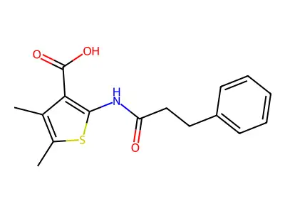 4,5-Dimethyl-2-(3-phenylpropanamido)thiophene-3-carboxylic acid structure