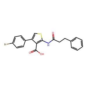 4-(4-Bromophenyl)-2-(3-phenylpropanamido)thiophene-3-carboxylic acid structure