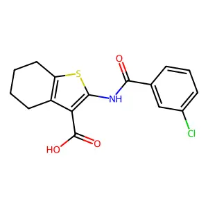 2-[(3-Chlorobenzoyl)amino]-4,5,6,7-tetrahydro-1-benzothiophene-3-carboxylic acid structure