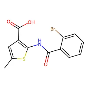 2-[(2-Bromobenzoyl)amino]-5-methyl-3-thiophenecarboxylic acid structure