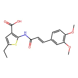2-{[3-(3,4-Dimethoxyphenyl)acryloyl]amino}-5-ethyl-3-thiophenecarboxylic acid structure