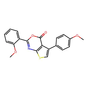 2-(2-methoxyphenyl)-5-(4-methoxyphenyl)-4H-thieno[2,3-d][1,3]oxazin-4-one structure