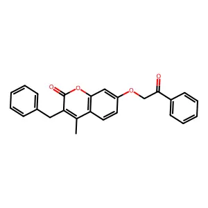 3-benzyl-4-methyl-7-(2-oxo-2-phenylethoxy)-2H-chromen-2-one structure