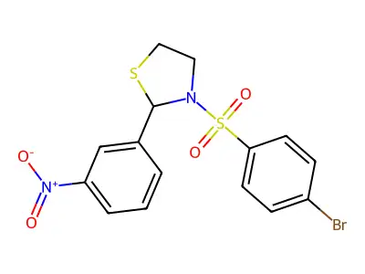 3-(4-Bromo-benzenesulfonyl)-2-(3-nitro-phenyl)-thiazolidine structure