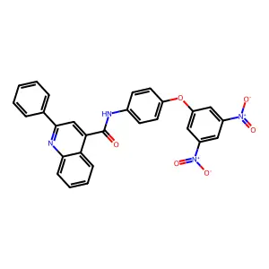 N-[4-(3,5-dinitrophenoxy)phenyl]-2-phenylquinoline-4-carboxamide structure