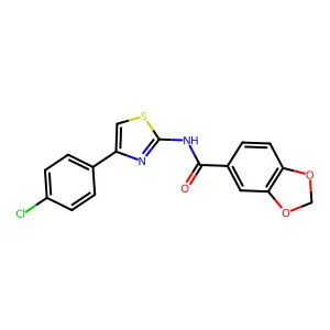 N-[4-(4-chlorophenyl)-1,3-thiazol-2-yl]-1,3-benzodioxole-5-carboxamide structure