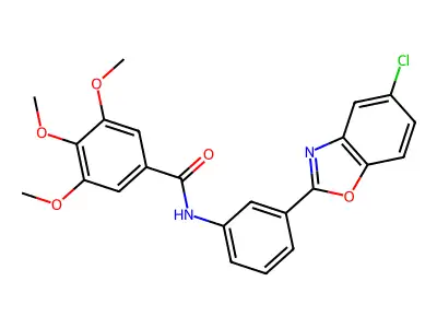 N-[3-(5-chloro-1,3-benzoxazol-2-yl)phenyl]-3,4,5-trimethoxybenzamide structure