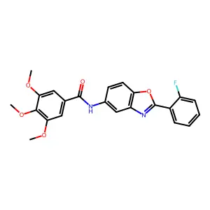 N-[2-(2-fluorophenyl)-1,3-benzoxazol-5-yl]-3,4,5-trimethoxybenzamide structure