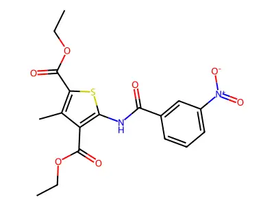 Diethyl 3-methyl-5-[(3-nitrobenzoyl)amino]thiophene-2,4-dicarboxylate structure