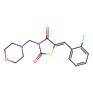 (E)-5-(2-fluorobenzylidene)-3-(morpholinomethyl)thiazolidine-2,4-dione structure