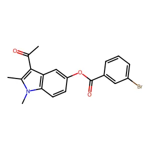 3-acetyl-1,2-dimethyl-1H-indol-5-yl 3-bromobenzoate structure