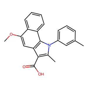 5-methoxy-2-methyl-1-(3-methylphenyl)-1H-benzo[g]indole-3-carboxylic acid structure