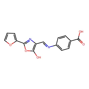 4-({[2-(2-furyl)-5-oxo-1,3-oxazol-4(5H)-ylidene]methyl}amino)benzoic acid structure