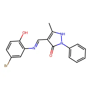 (4E)-4-[(5-bromo-2-hydroxyanilino)methylidene]-5-methyl-2-phenylpyrazol-3-one structure