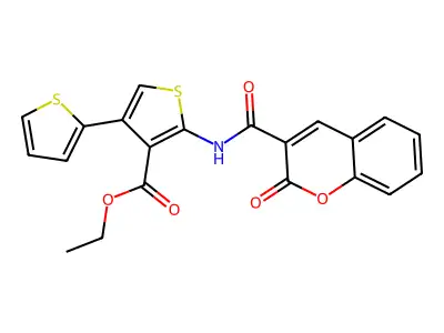 ethyl 5'-(2-oxo-2H-chromene-3-carboxamido)-[2,3'-bithiophene]-4'-carboxylate structure