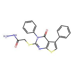 2-(4-Oxo-3,5-diphenylthieno[2,3-d]pyrimidin-2-yl)sulfanylacetohydrazide structure