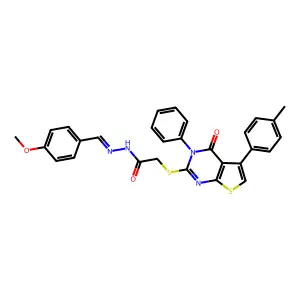 2-[[3,4-Dihydro-5-(4-methylphenyl)-4-oxo-3-phenylthieno[2,3-d]pyrimidin-2-yl]thio]acetic acid 2-[(4-methoxyphenyl)methylene]hydrazide structure