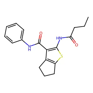 2-(butanoylamino)-N-phenyl-5,6-dihydro-4H-cyclopenta[b]thiophene-3-carboxamide structure