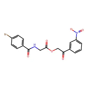 2-{3-Nitrophenyl}-2-oxoethyl [(4-bromobenzoyl)amino]acetate structure