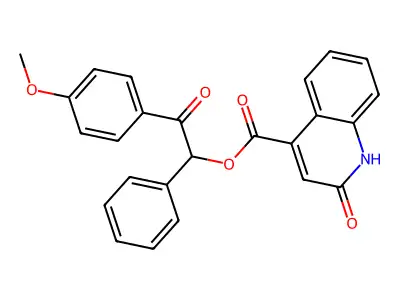 2-(4-Methoxyphenyl)-2-oxo-1-phenylethyl 2-hydroxy-4-quinolinecarboxylate structure