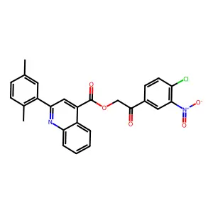 2-(4-chloro-3-nitrophenyl)-2-oxoethyl 2-(2,5-dimethylphenyl)quinoline-4-carboxylate structure