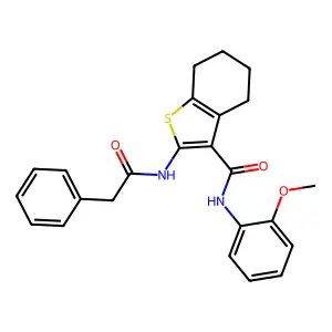 N-(2-methoxyphenyl)-2-[(phenylacetyl)amino]-4,5,6,7-tetrahydro-1-benzothiophene-3-carboxamide structure