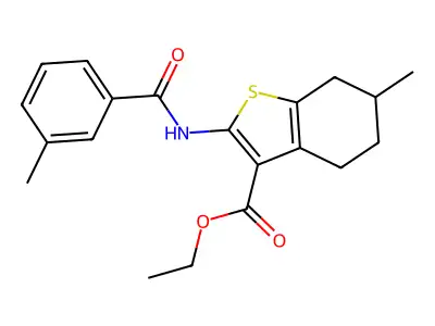 ethyl 6-methyl-2-(3-methylbenzamido)-4,5,6,7-tetrahydrobenzo[b]thiophene-3-carboxylate structure