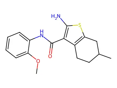 2-amino-N-(2-methoxyphenyl)-6-methyl-4,5,6,7-tetrahydro-1-benzothiophene-3-carboxamide structure