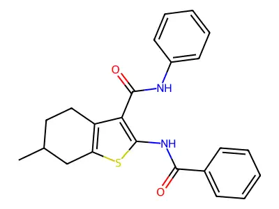 2-benzamido-6-methyl-N-phenyl-4,5,6,7-tetrahydro-1-benzothiophene-3-carboxamide structure