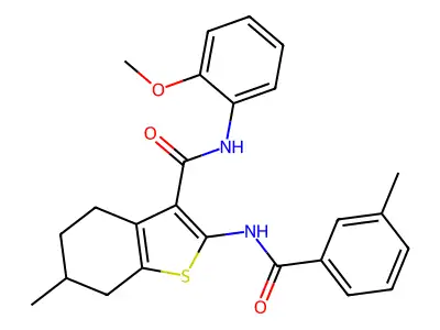 N-(2-methoxyphenyl)-6-methyl-2-[(3-methylbenzoyl)amino]-4,5,6,7-tetrahydro-1-benzothiophene-3-carboxamide structure