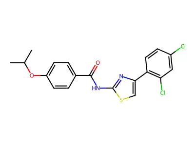 N-(4-(2,4-dichlorophenyl)thiazol-2-yl)-4-isopropoxybenzamide structure