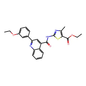ethyl 2-[[2-(3-ethoxyphenyl)quinoline-4-carbonyl]amino]-4-methyl-1,3-thiazole-5-carboxylate structure