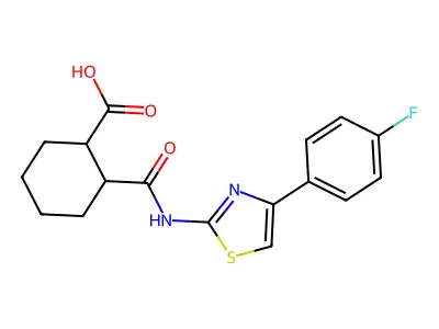 2-{[4-(4-Fluorophenyl)-1,3-thiazol-2-yl]carbamoyl}cyclohexanecarboxylic acid structure