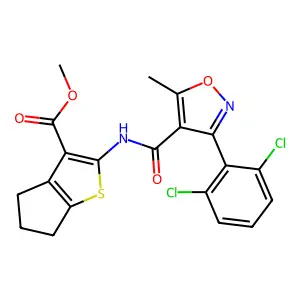 methyl 2-({[3-(2,6-dichlorophenyl)-5-methyl-1,2-oxazol-4-yl]carbonyl}amino)-5,6-dihydro-4H-cyclopenta[b]thiophene-3-carboxylate structure