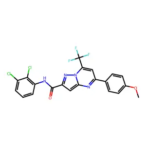N-(2,3-dichlorophenyl)-5-(4-methoxyphenyl)-7-(trifluoromethyl)pyrazolo[1,5-a]pyrimidine-2-carboxamide structure