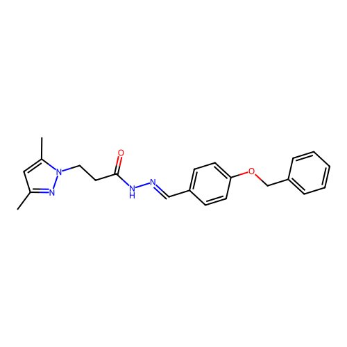 (E)-N'-(4-(benzyloxy)benzylidene)-3-(3,5-dimethyl-1H-pyrazol-1-yl)propanehydrazide structure